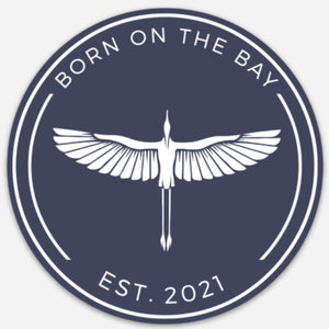 Born on the Bay Soaring Heron Sticker